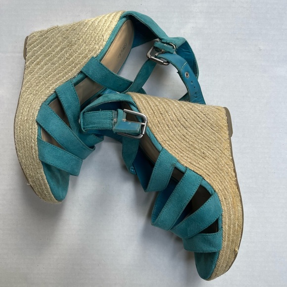Teal Strap Womens Wedges - Picture 6 of 9